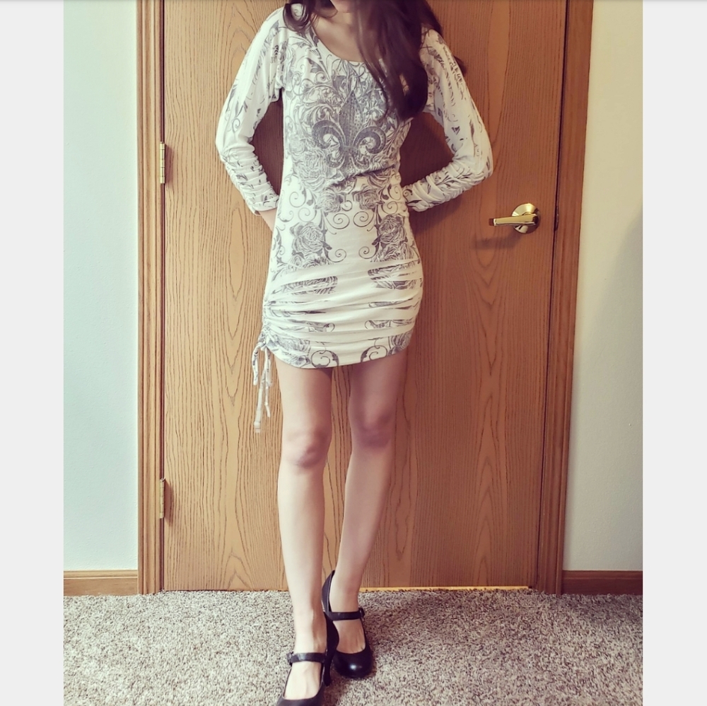 Women's Long Sleeve Rhinestone Dress